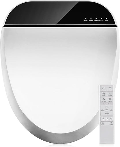 Combier Electric Heated Bidet Toilet Seat Round, Wash Dry Soft Close Remote | Heated Warm Water Spray, Self-Clean Nozzle, Warm Air Drying, Silent Soft Close Lid, Ideal for Home & Hotel Bathroom Use