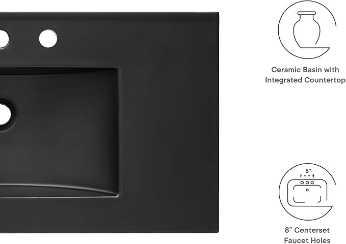 Modway EEI-5071-BLK Cayman 36" Bathroom Sink, Black