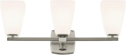 Kichler Marant 21.25" 3-Light Vanity Light with Opal Glass in Brushed Nickel, for Bathroom, Powder Room, Over a Mirror, (21.25" W x 9.5" H), 55216NI