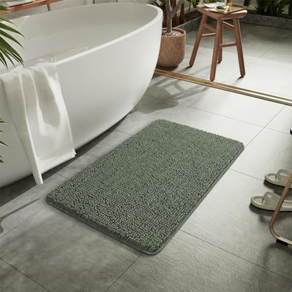 LOCHAS Luxury Bathroom Rug Shaggy Bath Mat 20 x 32 Inch, Sage Green