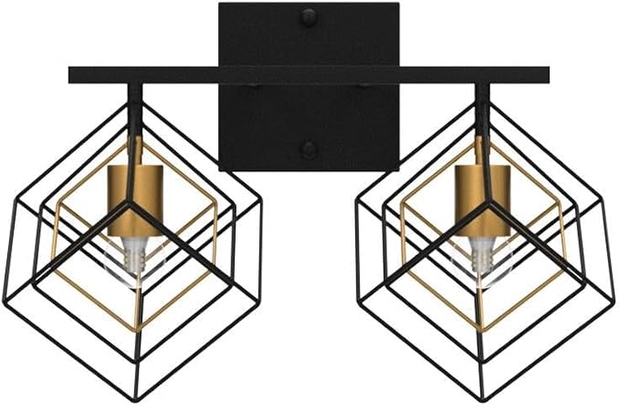 Bathroom Vanity Light with 2 Bulbs Bathroom Light Fixtures Over Mirror with 2 Rotatable Cube Shades Modern Wall Mounted Matte Black