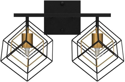 Bathroom Vanity Light with 2 Bulbs Bathroom Light Fixtures Over Mirror with 2 Rotatable Cube Shades Modern Wall Mounted Matte Black