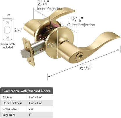 Design House Springdale Keyed Entry Exterior Door Lever Handle Lockset, Front Door Lock Hardware, Satin Gold, 6.375 in x 1.94 in x 2.625 in, Item 728881