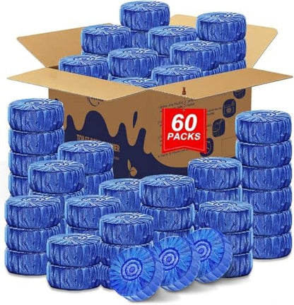 Msvvko Toilet Bowl Cleaner Tablets (60 Count) | Blue Automatic Toilet Tank Cleaner | 15-Day Long Lasting Toilet Tank Stain Remover & Deodorizer | Hands-Free No-Scrub Bathroom Freshness, Septic Safe