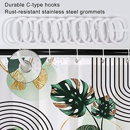 Boho Green Shower Curtain with Hooks for Bathroom 54x72 Inch