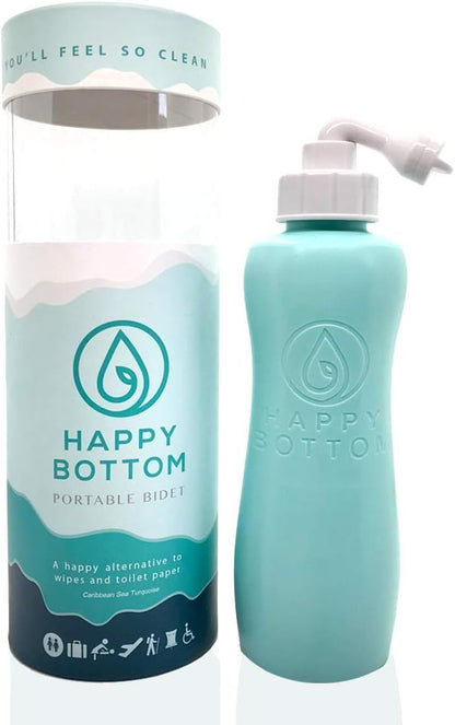 Happy Bottom Portable Bidet | Leak Free Handheld Travel Bidet and Peri Bottle with Angled Nozzle Sprayer | 400 ml Capacity | with Travel Bag