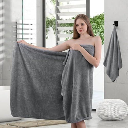 Ycosy 8 Piece Towel Set,2 Bath Sheet,2 Hand Towels and 4 Washcloths,Soft Extra Large Microfiber Towel Set,Oversized Highly Absorbent Quick Dry Towel Collection for Bathroom,Hotel,Spa-Gray
