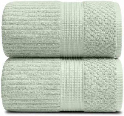 Springtree Home Oversized Bath Towel Set | 2-Pack | 100% Cotton |Eucalyptus