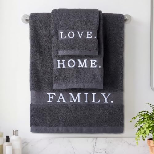 Hahafelt Decorative Bathroom Towel Set, Charcoal Grey