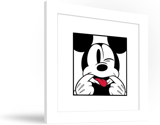 Trends International Gallery Pops Disney Mickey Mouse - Mickey Expressions - Funny Face Wall Art Wall Poster, 12" x 12", White Framed Version