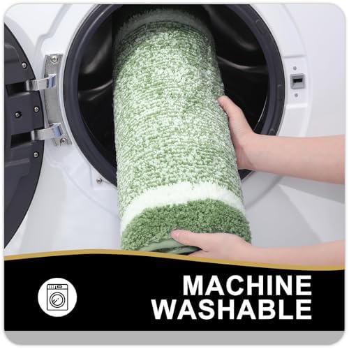 OLANLY Bathroom Runner Rugs 44x24, Long Bath Mats for Bathroom, Sage Green