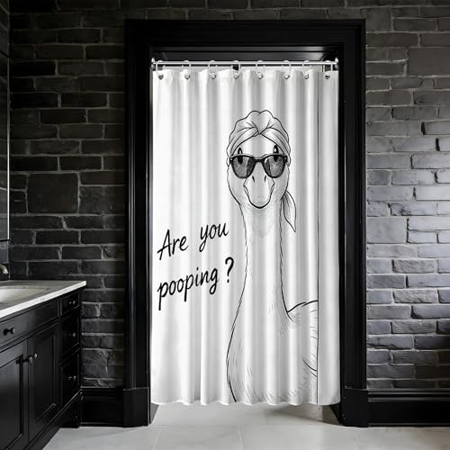 Small Stall Narrow Shower Curtain 36 x 72 Inch Funny Duck Stand Up Fun Silly Shower Curtains for Rv Camper Bathroom Decor Sets, Waterproof Cloth Fabric with Hooks