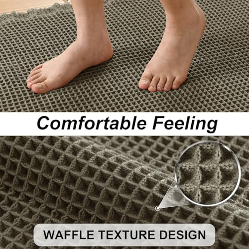 JIUZHEN Set of 2 Waffle Bathroom Rugs Non Slip Bath Mats, 16"x24"+24"x60"