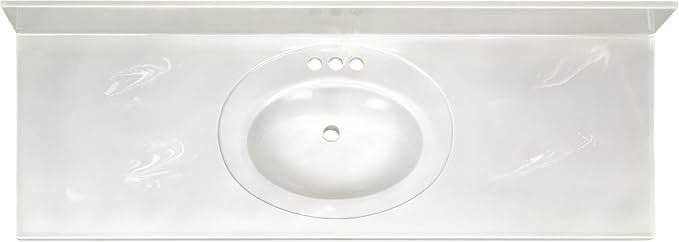 Design House Single Sink Vanity Top, 61", Ivory | With Backsplash, , Countertop, Classic, Cultured Marble, Bath, 597419