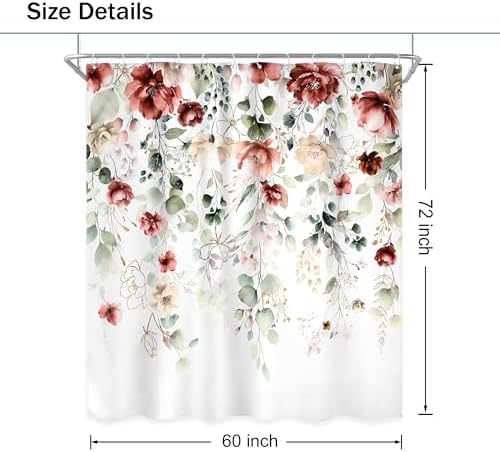 Spring Yellow Pink Floral Rustic Watercolor Bathroom Shower Curtain Set