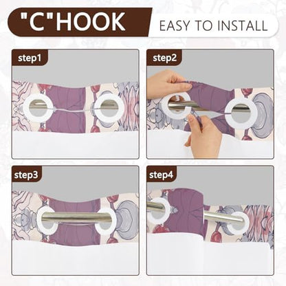 No Hook Shower Curtain with Snap-in Liner 71x74 Inch