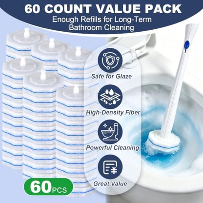 Navona 60 Count Toilet Wand Refills, Fits Most Toilet Wand Handles