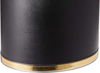 Kraftware Sophisticates Black/Polished Gold Brass Waste Basket with 3/4-Inch Bands and Brass Bumper