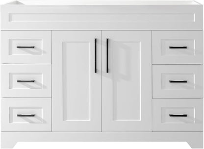 48" Bathroom Vanity Without Sink,Bathroom Storage Cabinet with 2 Soft Closing Doors & 6 Full Extension Drawers,White