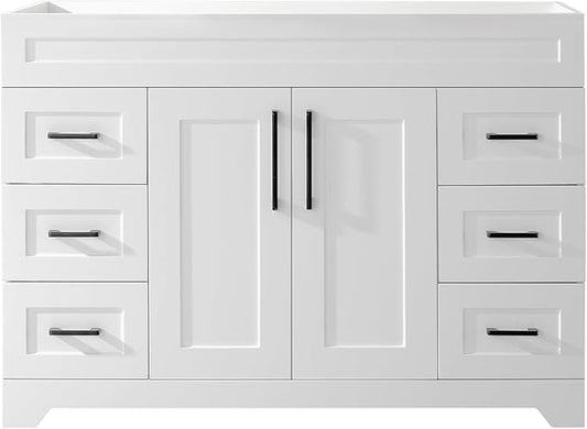 48" Bathroom Vanity Without Sink,Bathroom Storage Cabinet with 2 Soft Closing Doors & 6 Full Extension Drawers,White