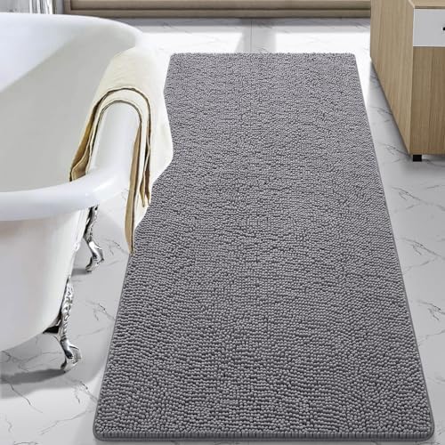 LOCHAS Luxury Bathroom Rug Shaggy Bath Mat 30 x 60 Inch, Gray