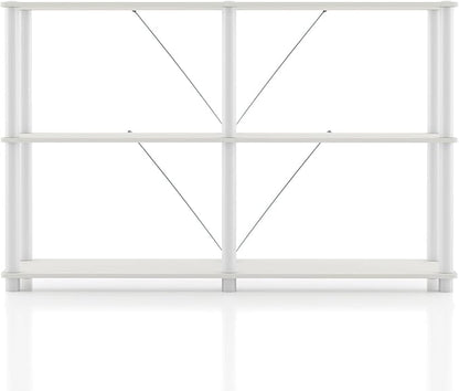Homes: Inside + Out Apexa Modern 3-Tier Extra Wide Shelving Units, Collectibles Display Shelves, Easy Assembly Console Table, Home Storage Organizer for Living Room, Bedroom, Office, White