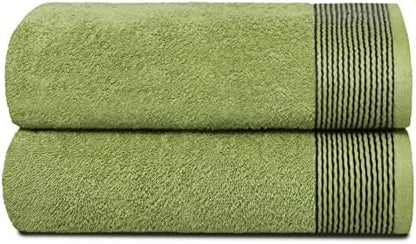 Belizzi Home Ultra Soft 2 Pack Oversized Bath Towel Set 28x55 inches, 100% Cotton Large Bath Towels, Ultra Absorbant Compact Quickdry & Lightweight Towel, Ideal for Gym Travel Camp Pool - Kiwi Green