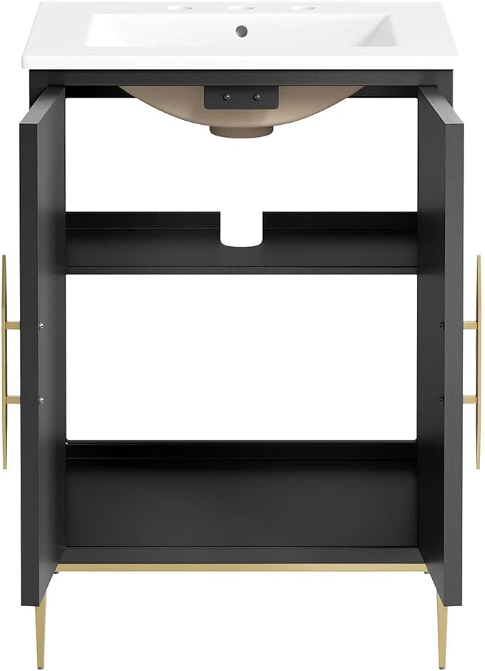 Modway Awaken Bathroom Vanity Cabinet, 24", White Black