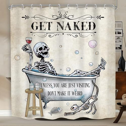 Skull Skeleton Gothic Spooky Bone Retro Bathroom Shower Curtain Set