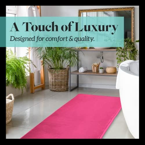 Memory Foam Bath Mat Non Slip Absorbent Super Cozy Velvet Bathroom Rug Carpet (60 inches X 17 inches, Fuschia)