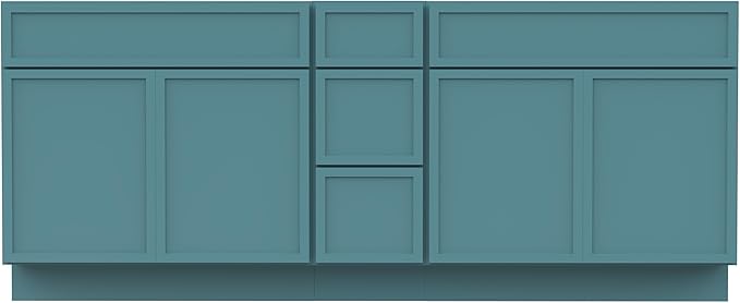 HomeBeyond 78 Inches Bathroom Vanity Base Cabinet Without Sink, Double Sink Top Sturdy Floor Mounted Cabinet with Door & Soft Closing Drawers, Green, VA4133-2+VA4112-3