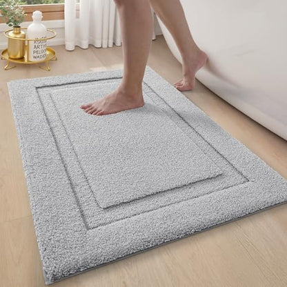 LUMI Ultra Soft Bathroom Rugs Absorbent, Non Slip Bath Mat 24x36, Grey