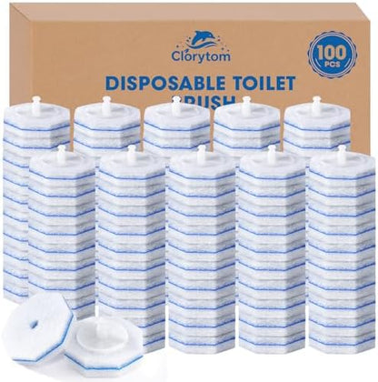 100 Pcs Disposable Toilet Cleaner Refill Pads, Universal Toilet Bowl Brush Replacement Heads, Durable Deep Cleaning Refills, Fresh Scent Bathroom Cleaning Supplies