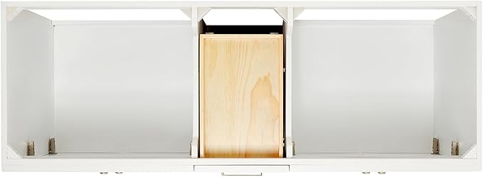 ARIEL Hamlet 60-inch Bathroom Vanity with Sink,Solid Wood, 1.5-inch Carrara White Quartz Countertop & Backsplash, Double Rectangular Porcelain Sink, 4 Soft Closing Doors, 3 Dovetail Drawers, White