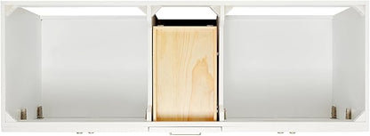 ARIEL Hamlet 60-inch Bathroom Vanity with Sink,Solid Wood, 1.5-inch Carrara White Quartz Countertop & Backsplash, Double Rectangular Porcelain Sink, 4 Soft Closing Doors, 3 Dovetail Drawers, White