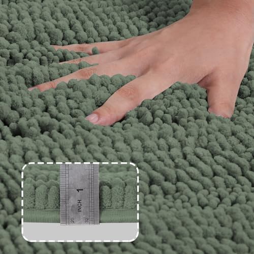 Turquoize Bathroom Rug 20"x32", Soft Absorbent Chenille Bath Rug, Green Bay