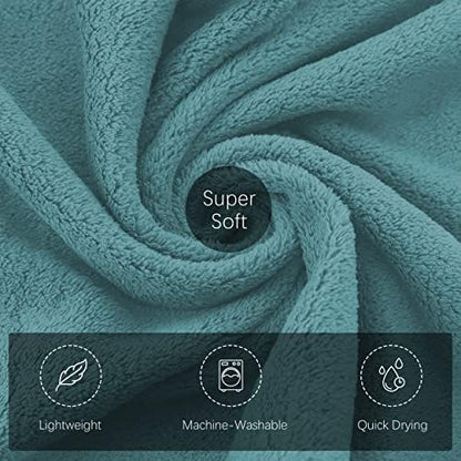 TENSTARS Silk Hemming Bath Towels for Bathroom Clearance - 27 x 55 inches - Light Thin Quick Drying - Soft Microfiber Absorbent Towel for Bath Fitness, Sports, Yoga, Travel, Gym - 2 Pack, Teal