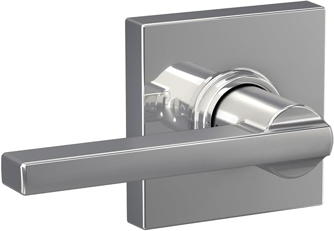 Schlage F10 LAT 625 COL Latitude Lever with Collins Trim Hall & Closet Passage Door Lock, Bright Chrome