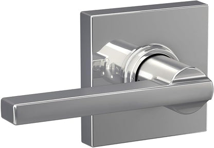 Schlage F10 LAT 625 COL Latitude Lever with Collins Trim Hall & Closet Passage Door Lock, Bright Chrome