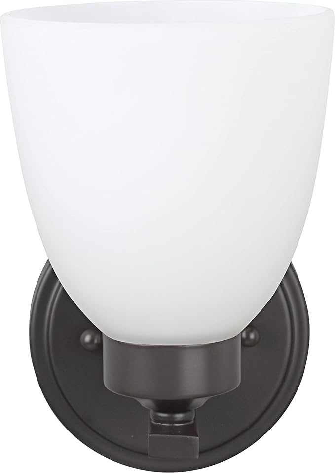 Aspen Creative 62202-2, One-Light Metal Bathroom Vanity Wall Light Fixture, 5" Wide, Transitional Design in Oil Rubbed Bronze, 1
