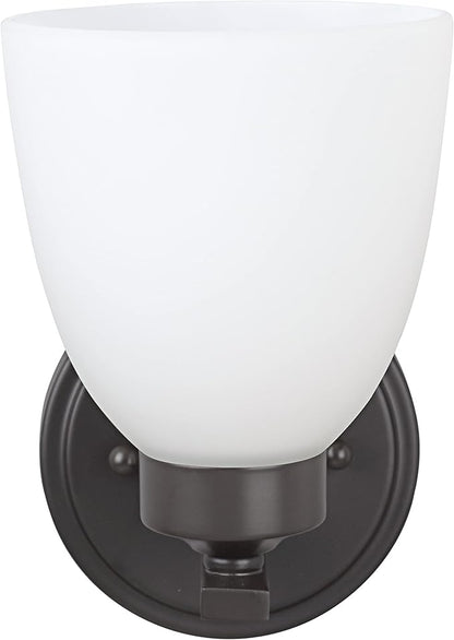 Aspen Creative 62202-2, One-Light Metal Bathroom Vanity Wall Light Fixture, 5" Wide, Transitional Design in Oil Rubbed Bronze, 1