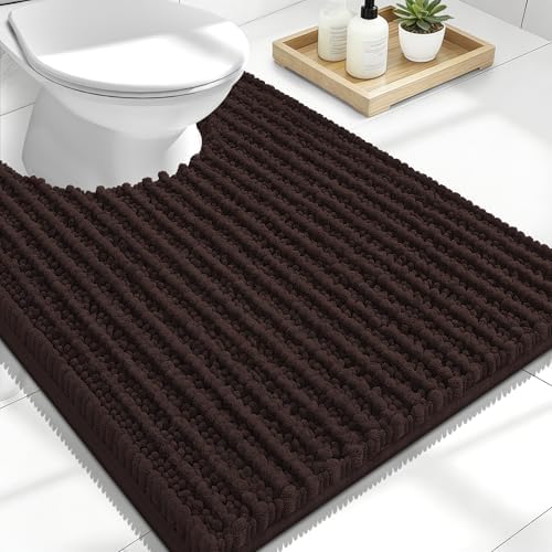 OLANLY U-Shaped Toilet Rug 24x20, Thick Soft Absorbent Chenille Contour Rug
