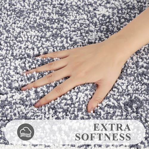 Pauwer Bathroom Rug Sets 3 Piece, Non Slip Washable Bath Mat, Dark Grey