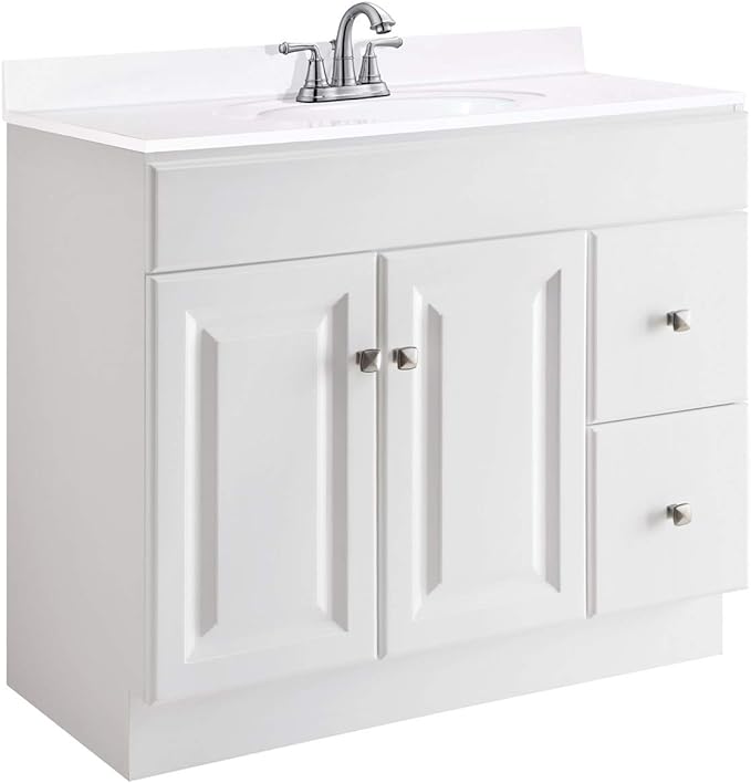 Design House Wyndham 36 Inch Bathroom Vanity, Ready to Assemble, Solid Wood, White – Design House, 597237