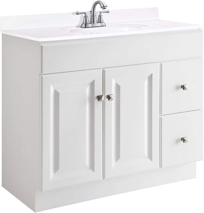 Design House Wyndham 36 Inch Bathroom Vanity, Ready to Assemble, Solid Wood, White – Design House, 597237