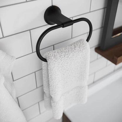 Pfister BRBPFM0B Pfirst Modern Bathroom Hand -Towel Ring, Matte Black