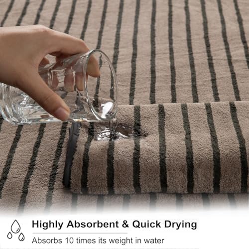 2 Piece Brown Cabana Stripe Hand Towels for Bathroom 16"x31" Ultra Soft Breathable Hand Face Towels Highly Absorbent 600GSM Towels Quick Dry Beach Chair Towel for Spa Gym Hotel Travel Camp