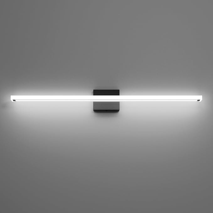 40inch Black LED Bathroom Vanity Light Bar 36W Modern Bath Light Fixture Over Mirror Vanity Light Cool White 6000K