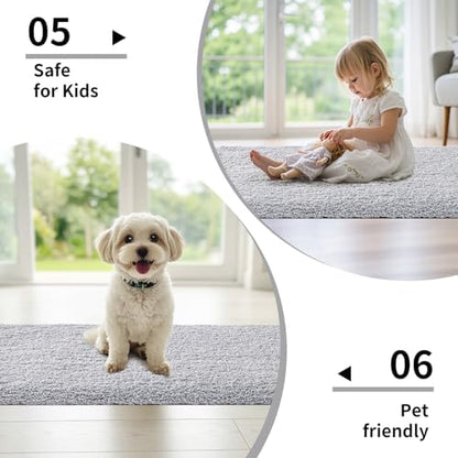 Disolla Bathroom Rug 17x24 - Non-Slip Plush Small Bath Mat, Highly Absorbent & Ultra Soft Fluffy Floor Mat, Machine Washable for Shower and Tub, Silver Grey
