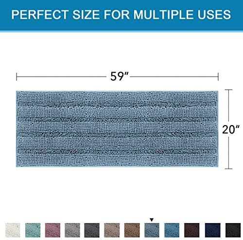 H.VERSAILTEX Bathroom Rugs Bath Mat Runner Rug Non Slip Kitchen Rug Extra Long Bath Rug Runners Oversized 59" x 20" Absorbent Washable Dry Fast Plush Area Rug for Bathroom/Bedroom - Stone Blue